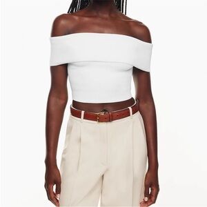 Aritzia Babaton White Off The Shoulder High Hip Top